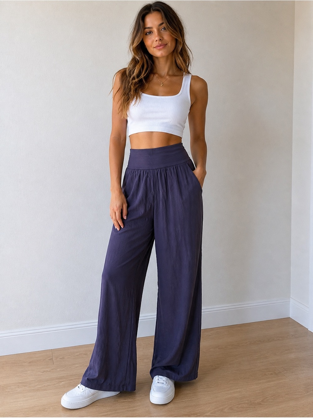 🦋💙 Athleta Wide Leg Lounge Pants Slate Gray NWOT Flowy Lounge Travel | Medium
